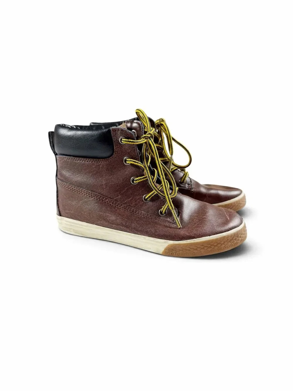 Hanna Andersson Leather High Top Sneaker Boots Brown Size 2 big kid